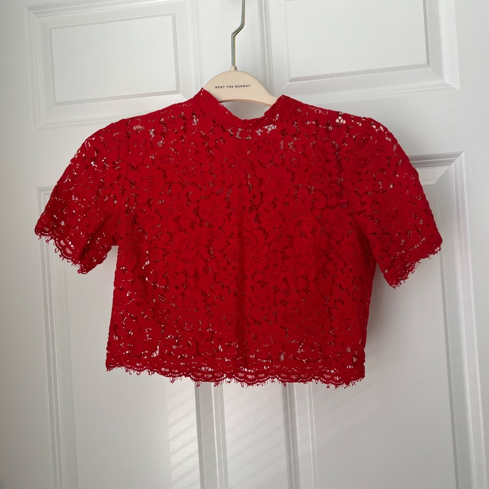 ZARA red lace crop top